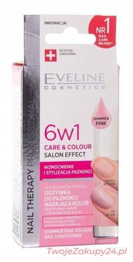 Eveline 6W1 - Odżywka Do Paznokci - Shimmer Pink