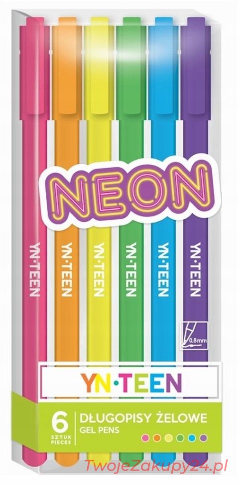 Długopis Żelowy 6 Kolorów Neon Yn Teen