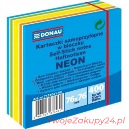 Karteczki Donau 76X76Mm (1X400) Mix Niebieski Neon