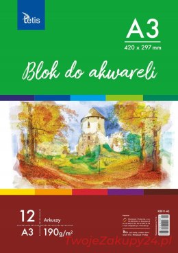 Blok Do Akwareli A3, 190 G/M2, 12 Ark. .